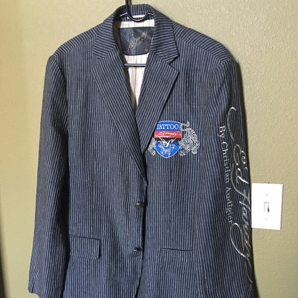 Rare Ed Hardy Blazer With Embroidery 